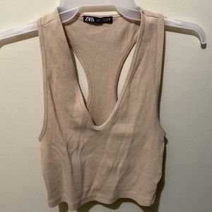 Tan crop top from Zara